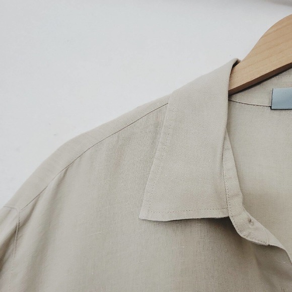 Marsh Landing II Women's 2X Beige Button Front Linen Shirt Lagenlook Lightweght - Picture 5 of 9